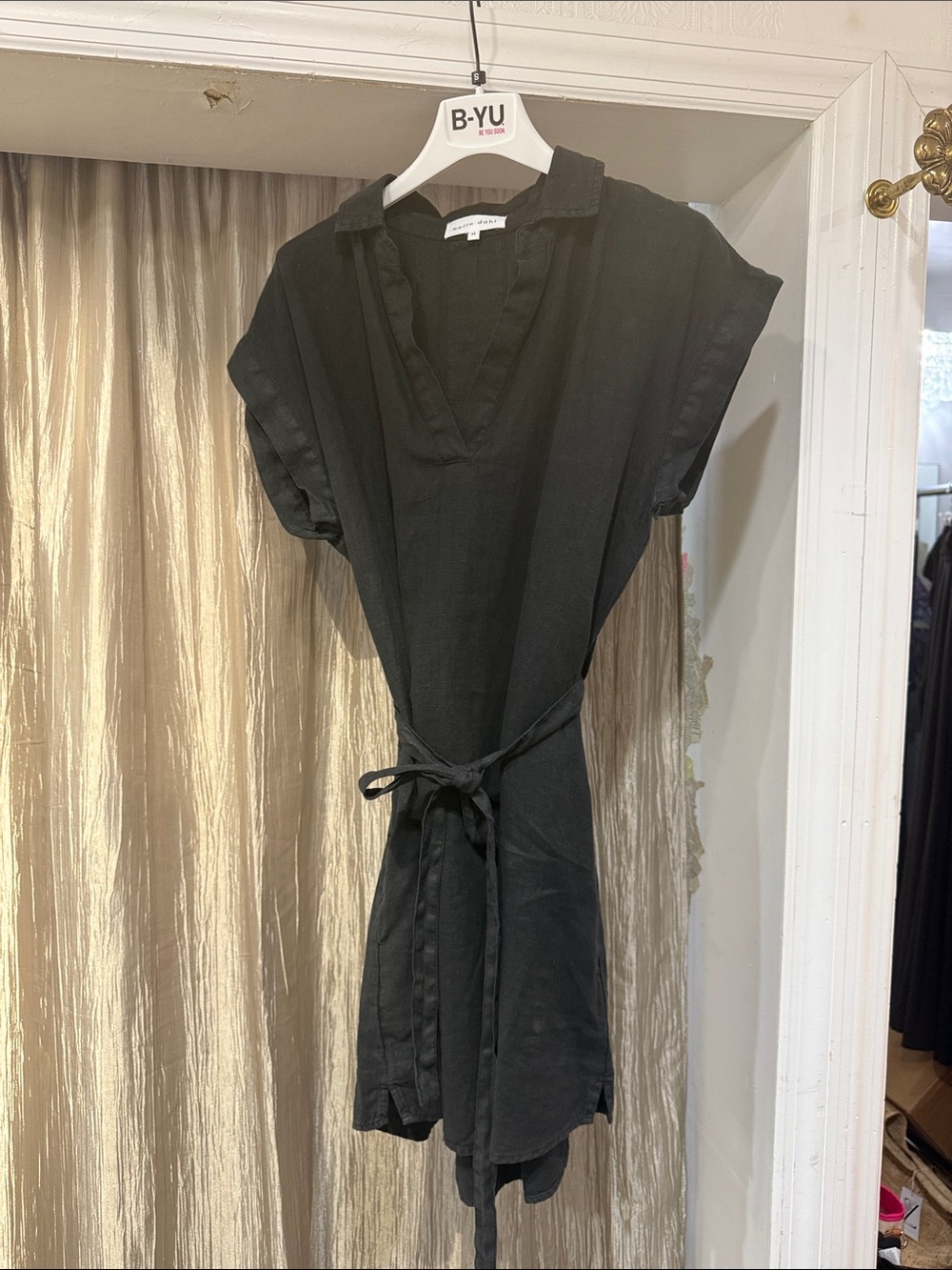 bella dahl Black Tie-Waist Midi Dress with pockets -  Women